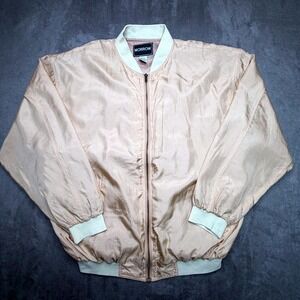 MORROW Silk Bomber Jacket Womens L Lightweight Satin Baseball Style Outerwear